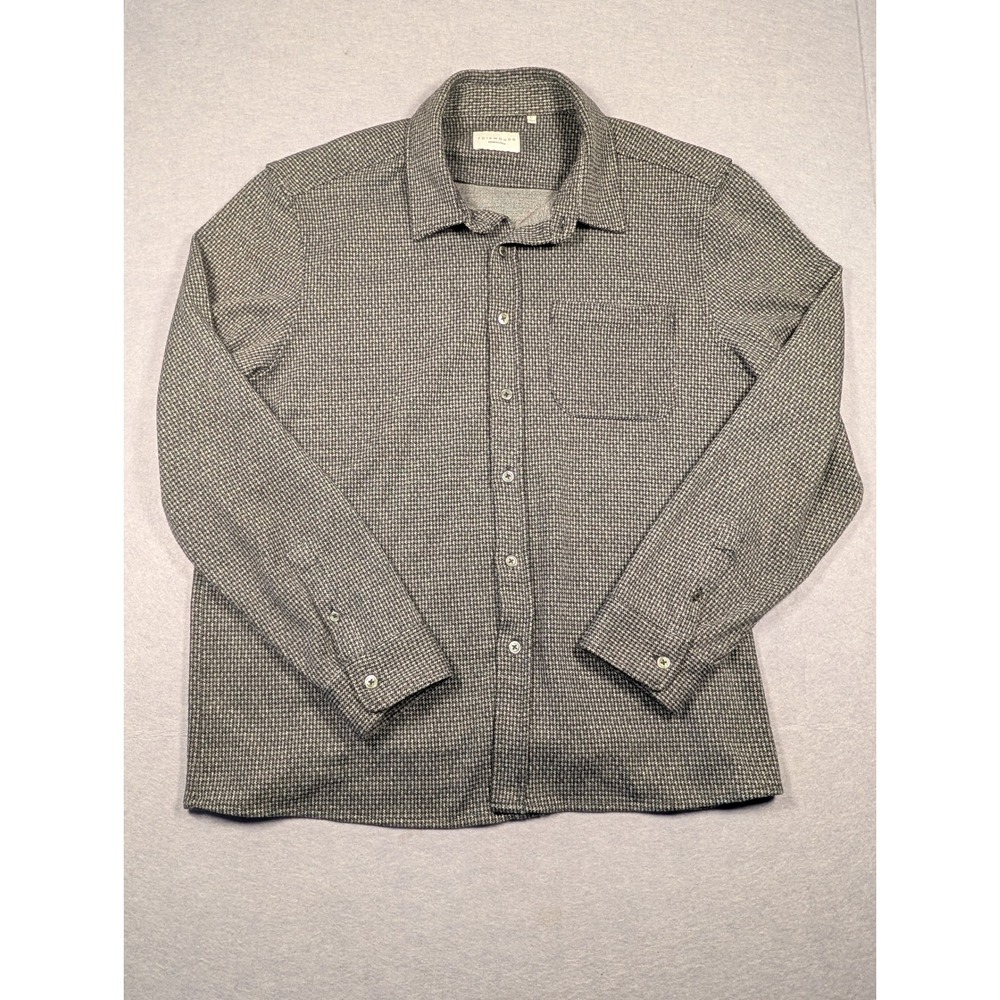 7 Diamonds Generation Button Up Shirt Mens L Grey Houndstooth Knit Shirt EUC